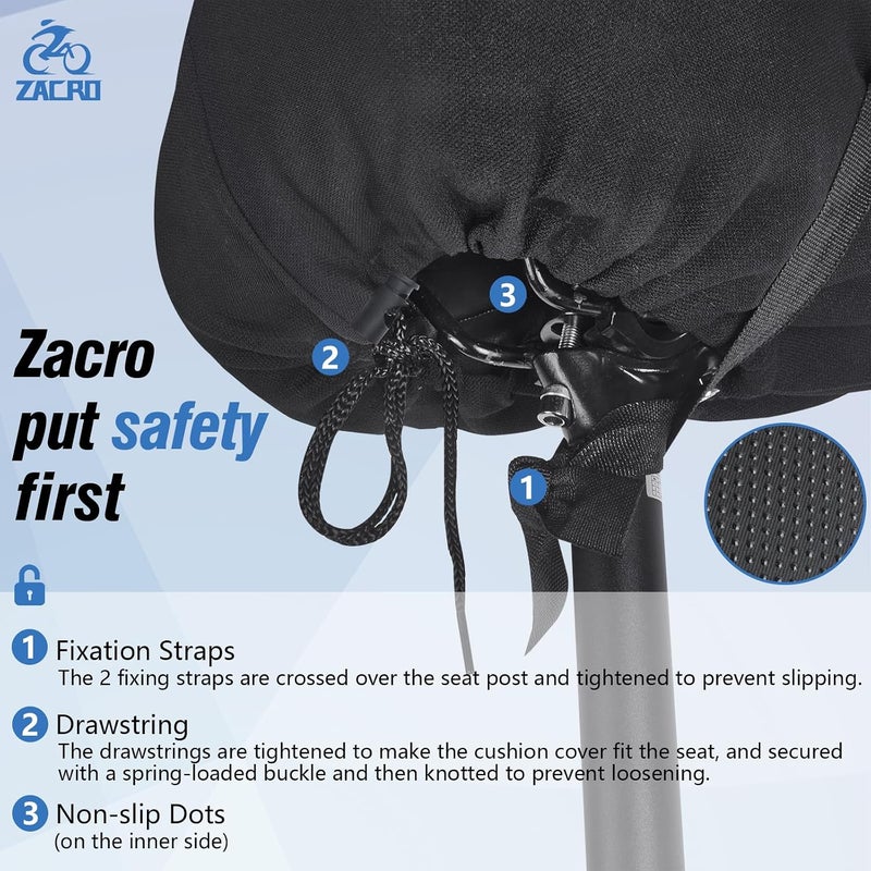Zacro Bike Seat Cover Big Size, Gel Padded Wide Cushion for Bike Saddle, Adjustable Bike Seat Cushion for Men Women, Compatible with Peloton, Cruiser Bicycle Seats... - Image 4