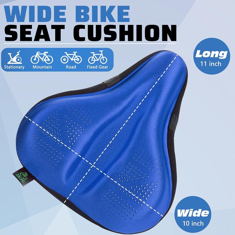 Zacro Bike Seat Cover Big Size, Gel Padded Wide Cushion for Bike Saddle, Adjustable Bike Seat Cushion for Men Women, Compatible with Peloton, Cruiser Bicycle Seats... - Image 2