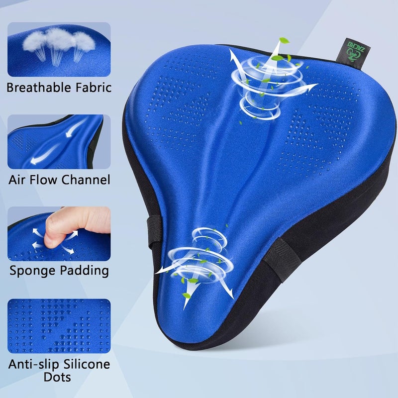 Zacro Bike Seat Cover Big Size, Gel Padded Wide Cushion for Bike Saddle, Adjustable Bike Seat Cushion for Men Women, Compatible with Peloton, Cruiser Bicycle Seats... - Image 3