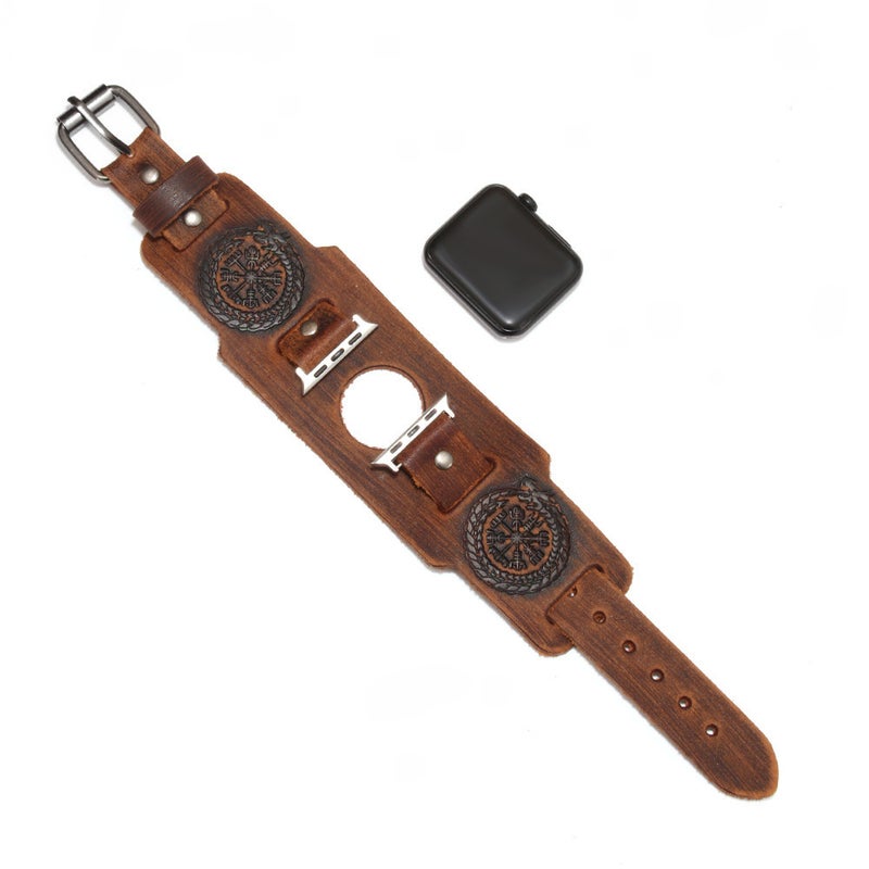 Generic Vintage Viking Compass Dragon Totem iWatch Band for Apple Watch Brown 38/40