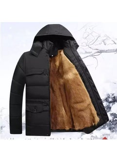 Generic Winter Long Cotton Padded Mens Jacket Warm Grandpa Yellow hair liner (sleeves without hair) 