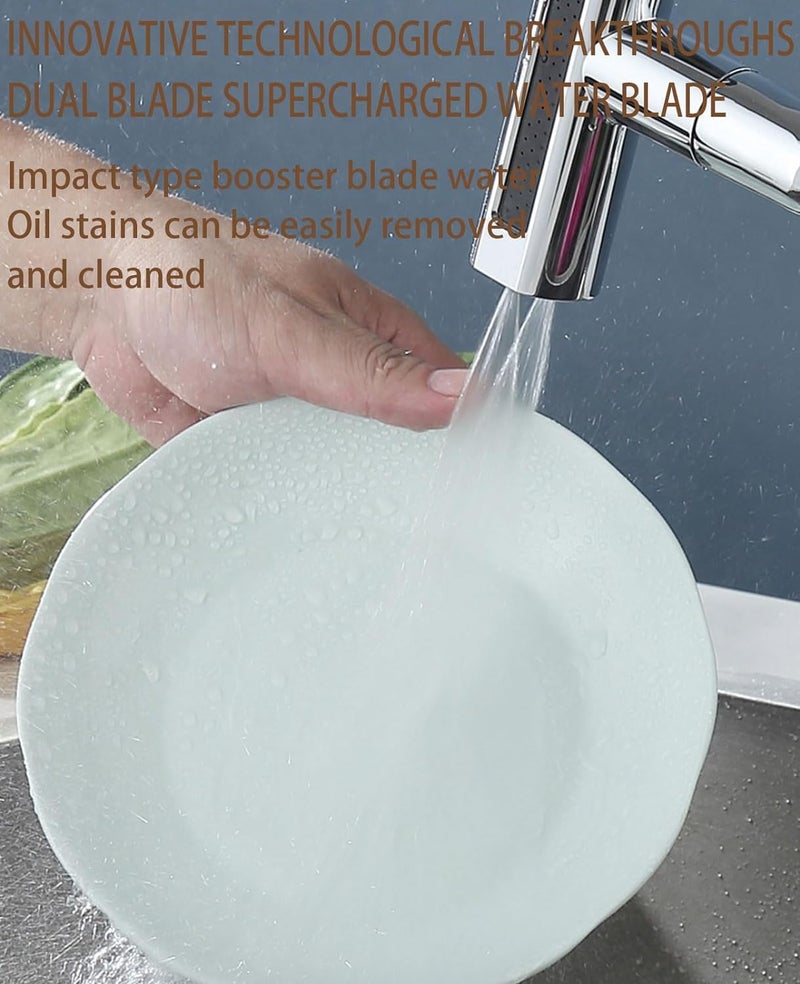 Delzon 4 in 1 Waterfall Kitchen Faucet 360 Swivel Faucet Extender Faucet Head ReplacementHighh Arc Sink Faucet Suitable for Washing Fruit Vegetable Silver - Image 5