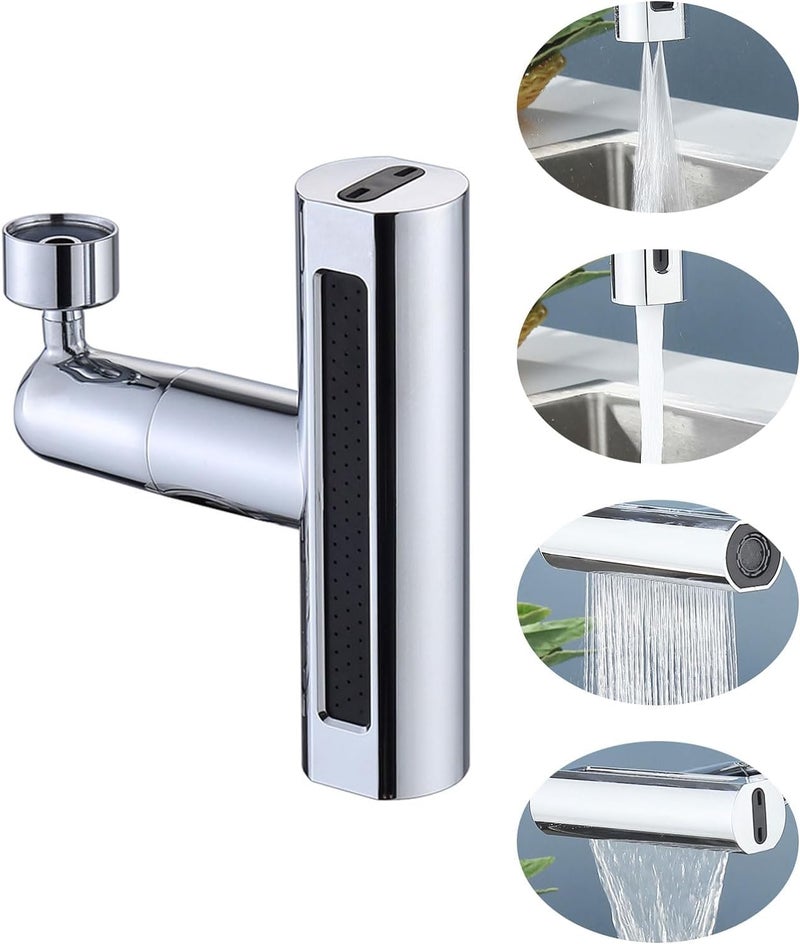 Delzon 4 in 1 Waterfall Kitchen Faucet 360 Swivel Faucet Extender Faucet Head ReplacementHighh Arc Sink Faucet Suitable for Washing Fruit Vegetable Silver - Image 1