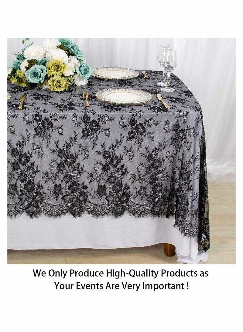 KASTWAVE - Lace Tablecloth, 60''x120'' Rectangular Washable Black Overlays Rustic Table Cloth Runner Thanksgiving Tablecloth Floral Lace Table Cloths for Catering Events, Dinner Parties, Weddings Decorations - Image 1