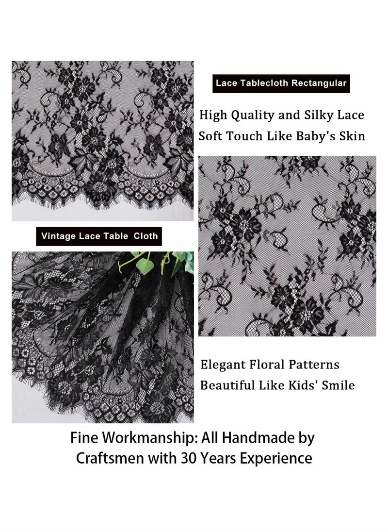 KASTWAVE - Lace Tablecloth, 60''x120'' Rectangular Washable Black Overlays Rustic Table Cloth Runner Thanksgiving Tablecloth Floral Lace Table Cloths for Catering Events, Dinner Parties, Weddings Decorations - Image 1