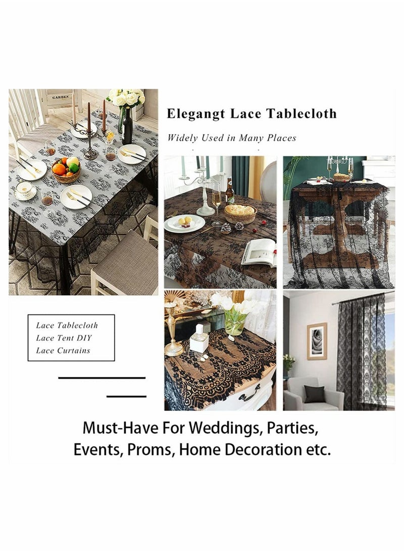 KASTWAVE - Lace Tablecloth, 60''x120'' Rectangular Washable Black Overlays Rustic Table Cloth Runner Thanksgiving Tablecloth Floral Lace Table Cloths for Catering Events, Dinner Parties, Weddings Decorations - Image 1
