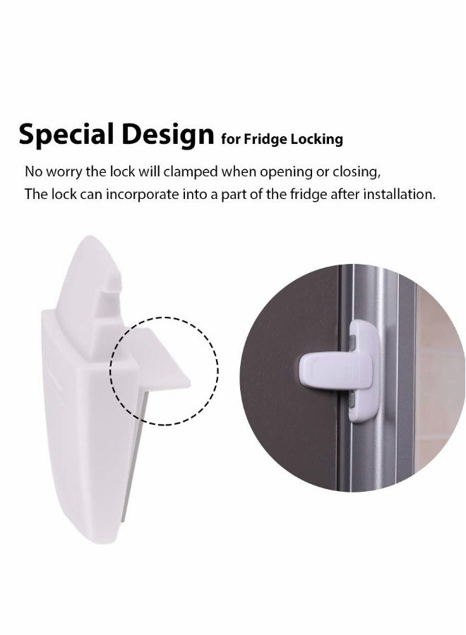 2 PCS Home Fridge Freezer Door Lock KASTWAVE Latch Catch Toddler Kids Child Refrigerator Cabinet Locks Baby Safety Child Lock Easy to Install and Use 3M Adhesive no Tools Need or Drill White - Image 4