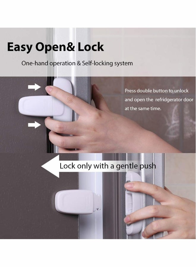 2 PCS Home Fridge Freezer Door Lock KASTWAVE Latch Catch Toddler Kids Child Refrigerator Cabinet Locks Baby Safety Child Lock Easy to Install and Use 3M Adhesive no Tools Need or Drill White - Image 3