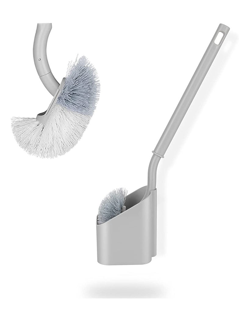 SYOSI Toilet Brush with Holder Lightweight Wall Mounted Toilet Brush Toilet Bowl Cleaner Brush and Holder Set Bathroom Cleaning Brush Durable Bristles Curved Handle Toilet Scrubber Commode Brush - Image 2