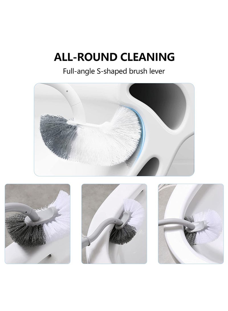 SYOSI Toilet Brush with Holder Lightweight Wall Mounted Toilet Brush Toilet Bowl Cleaner Brush and Holder Set Bathroom Cleaning Brush Durable Bristles Curved Handle Toilet Scrubber Commode Brush - Image 5