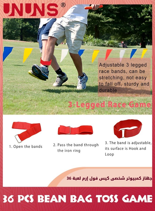 UNUNS 4-in-1 Carnival Games Outdoor Set,Potato Sack Race Bags,Bean Bag Toss Game,3 Legged Race And Egg Spoon Race,Game Prizes,For 4-10 Players,Family Backyard Party Birthday Party Lawn Games(36Pcs) - Image 5