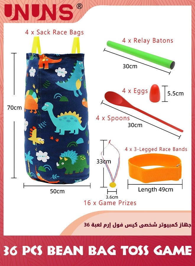 UNUNS 4-in-1 Carnival Games Outdoor Set,Potato Sack Race Bags,Bean Bag Toss Game,3 Legged Race And Egg Spoon Race,Game Prizes,For 4-10 Players,Family Backyard Party Birthday Party Lawn Games(36Pcs) - Image 4