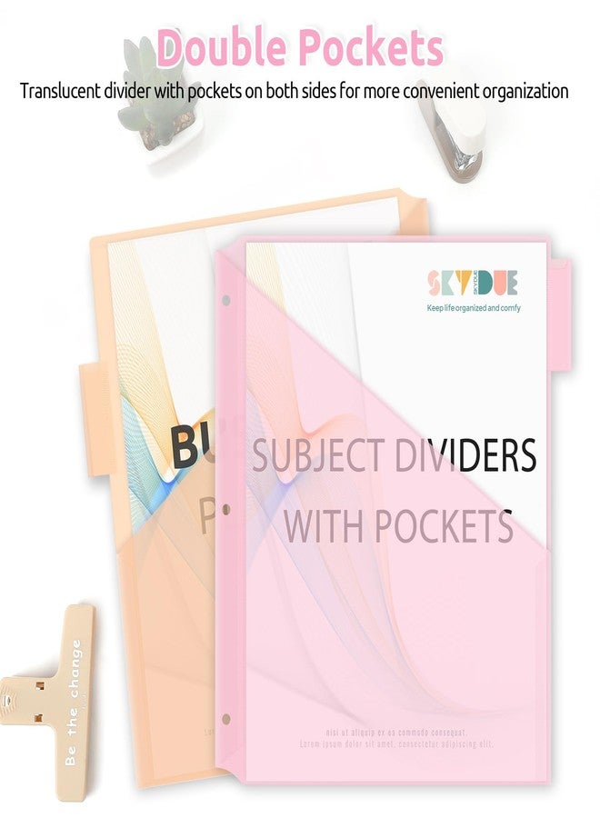 SKYDUE Plastic Binder Dividers with Two Pocket (Pink, 1pack) - Image 5
