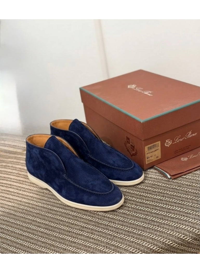 LP Loro Piana  Blue Suede Open Walk Chukka Boots - Image 1