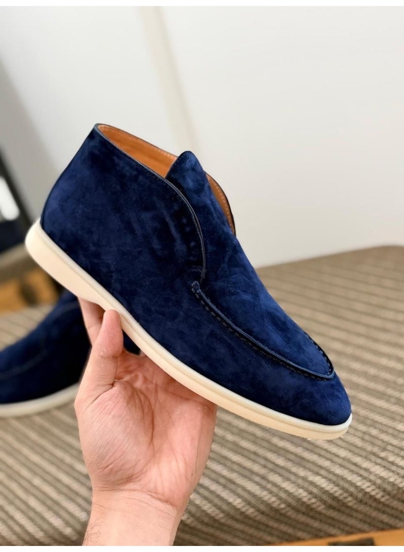 LP Loro Piana  Blue Suede Open Walk Chukka Boots - Image 4