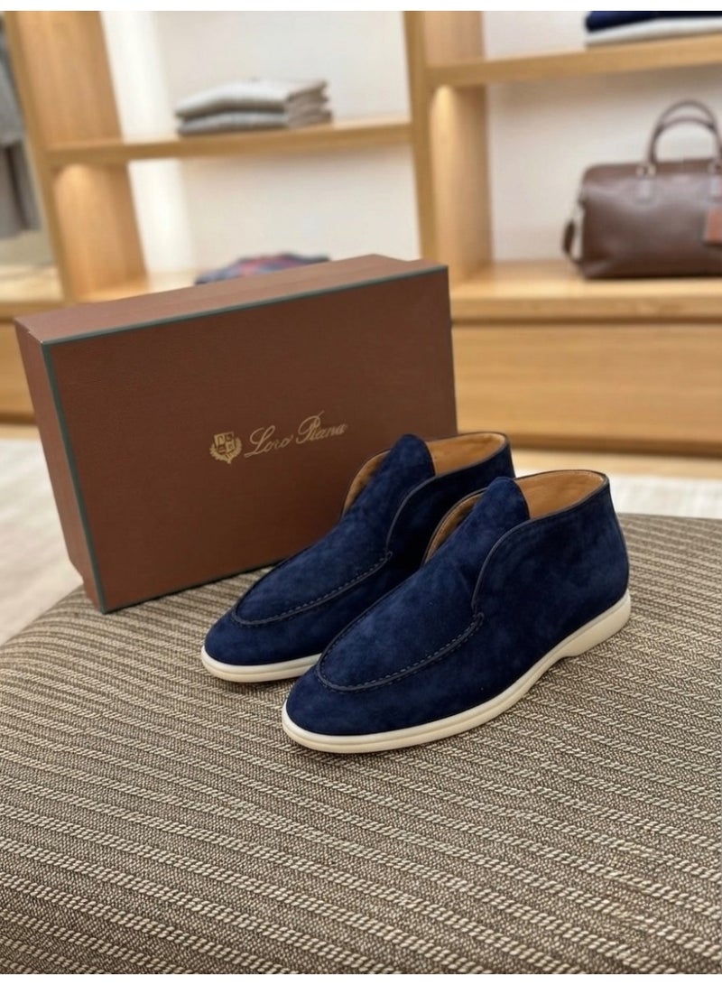LP Loro Piana  Blue Suede Open Walk Chukka Boots - Image 2