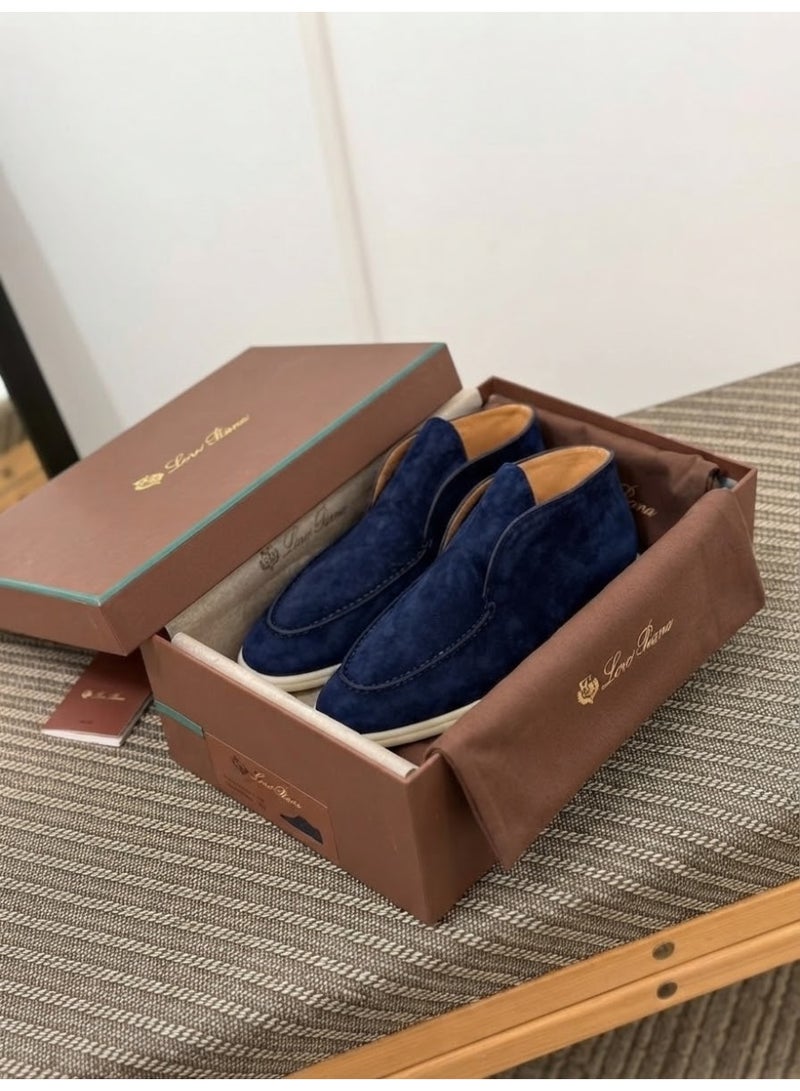 LP Loro Piana  Blue Suede Open Walk Chukka Boots - Image 3