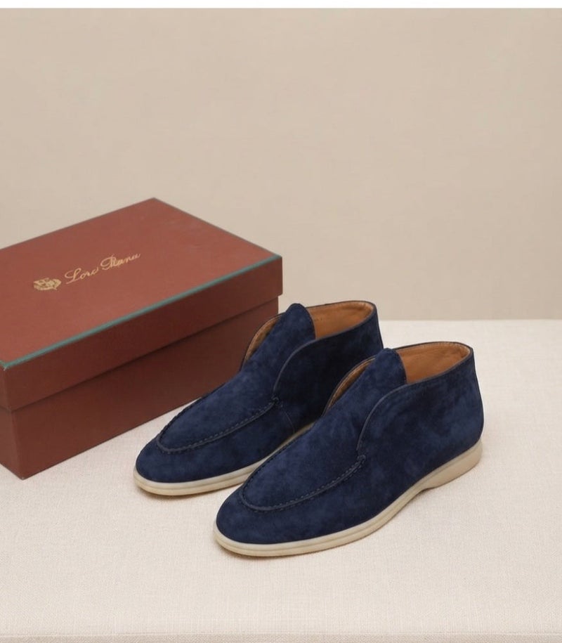 LP Loro Piana  Blue Suede Open Walk Chukka Boots - Image 5