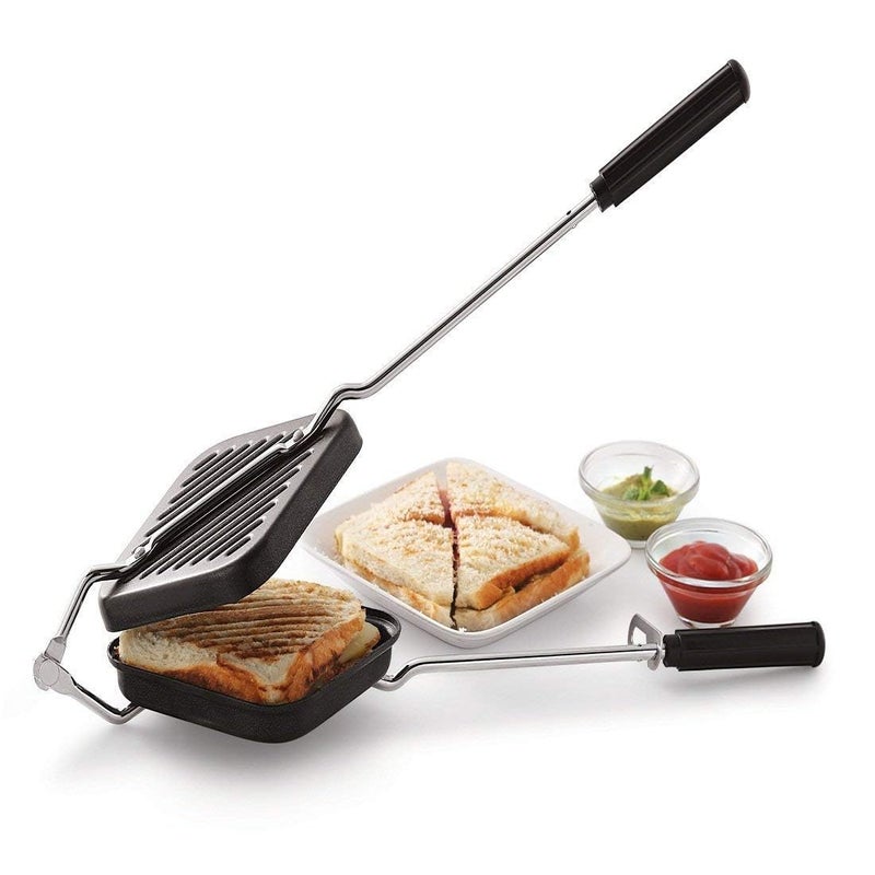 VedaChef Premium Non-Stick Grill Sandwich Toaster-Make Delicious Sandwiches In Minutes|Long-Lasting Double-Coating Non-Stick Layer|Sandwich Griller And Toaster|Easy-To-Use & Durable|Black, 1000 Watts - Image 1