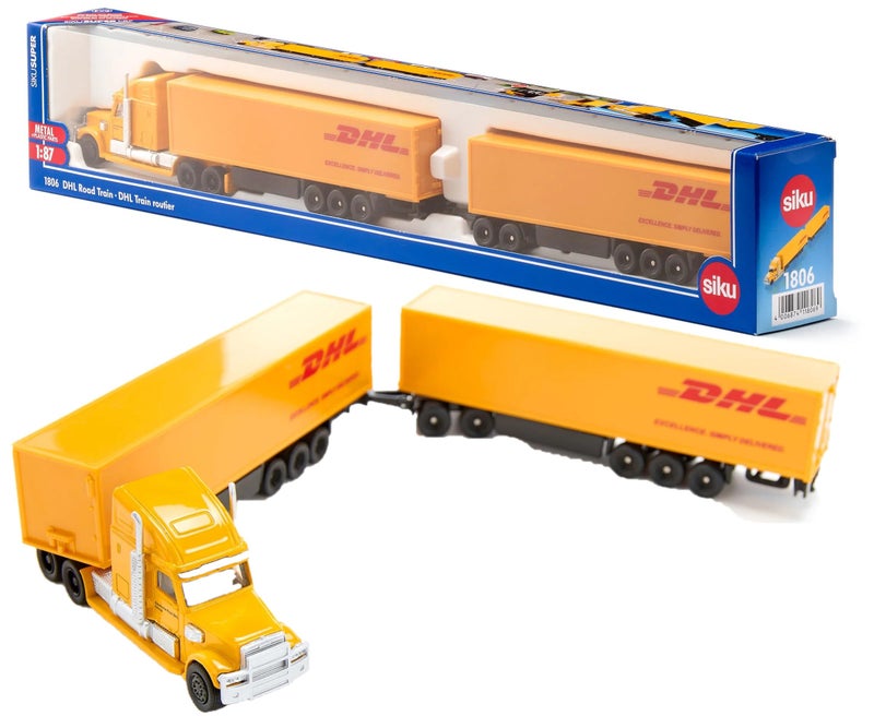 Siku 1806, Road Train, Tractor Unit with semi-Trailer and Trailer, 1:87, Metal/Plastic, Brown/White - Image 1