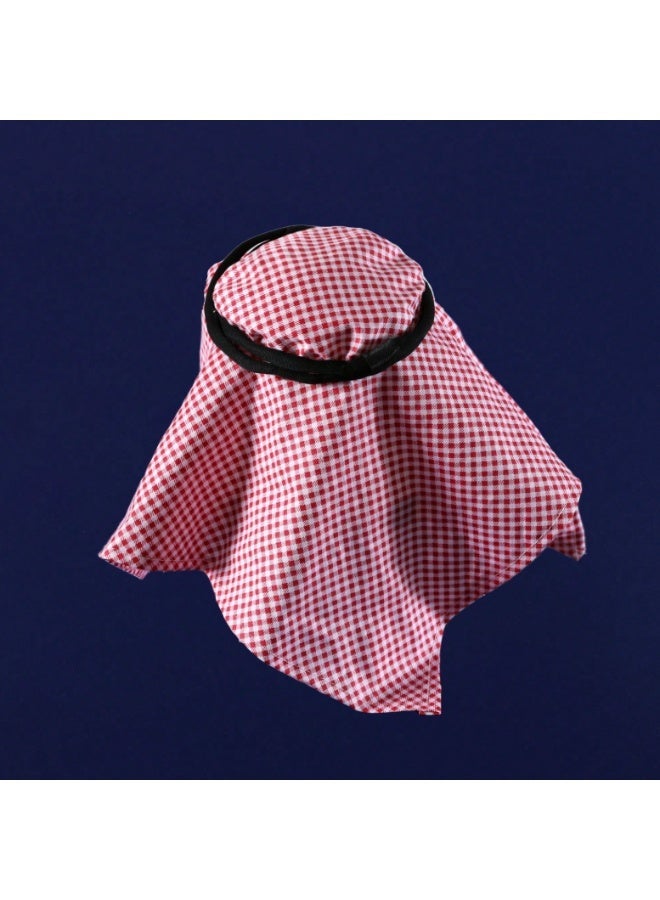 Pet Arabian Shemagh Head Scarf Costume – Red Traditional Head Cover for Cats & Small Dogs – 65 × 50 cm - Image 2