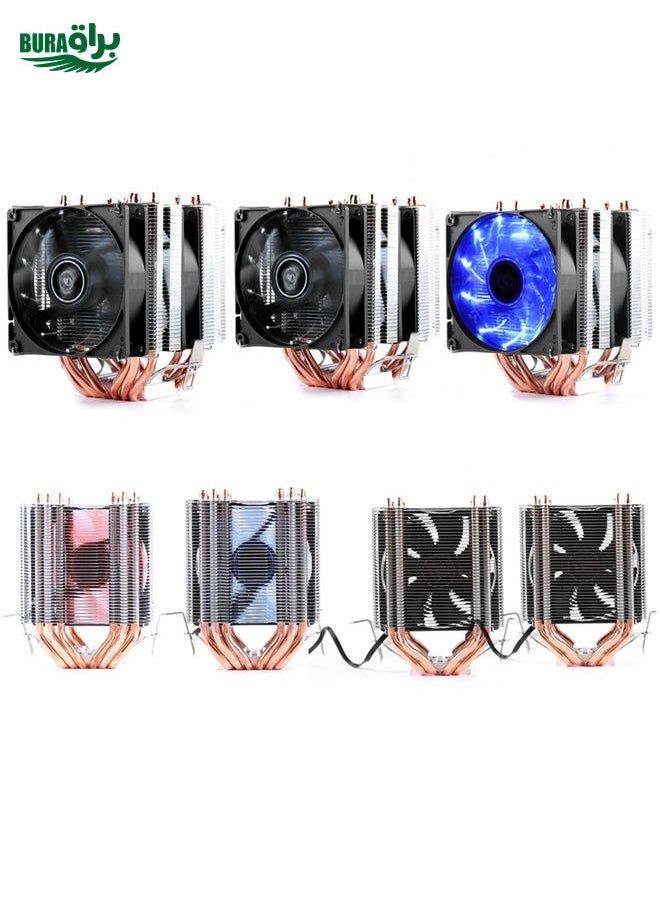 BURAQ - Desktop Computer 6 Copper Tube CPU Radiator Super Quiet Without Light 3-pin Double Fan - Image 1
