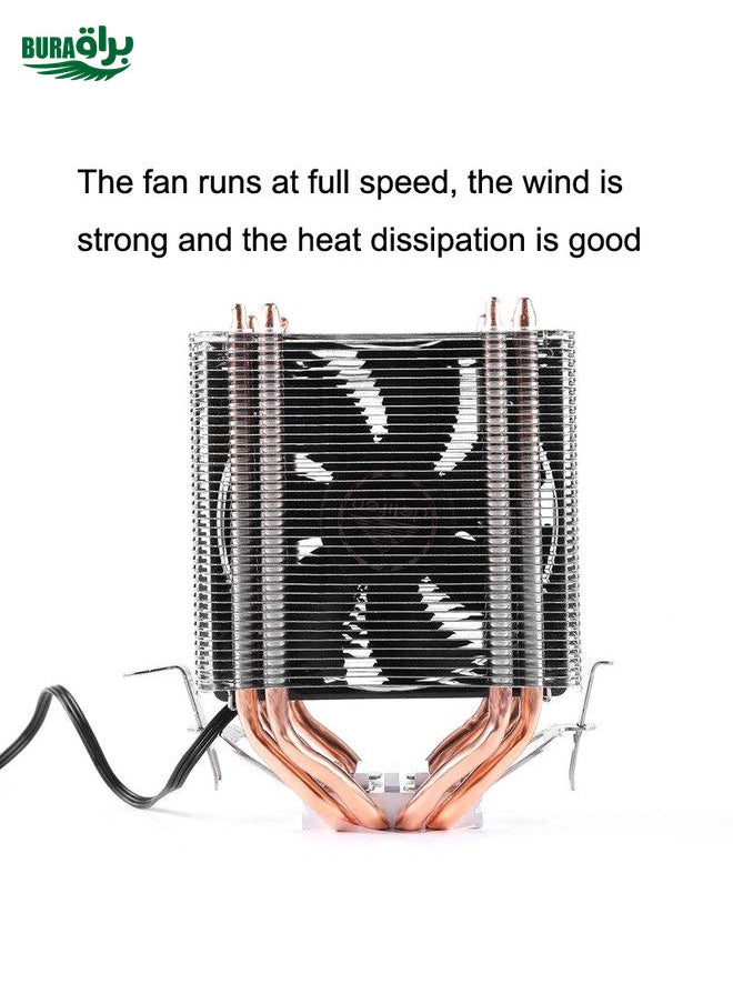 BURAQ - Desktop Computer 6 Copper Tube CPU Radiator Super Quiet Without Light 3-pin Double Fan - Image 1