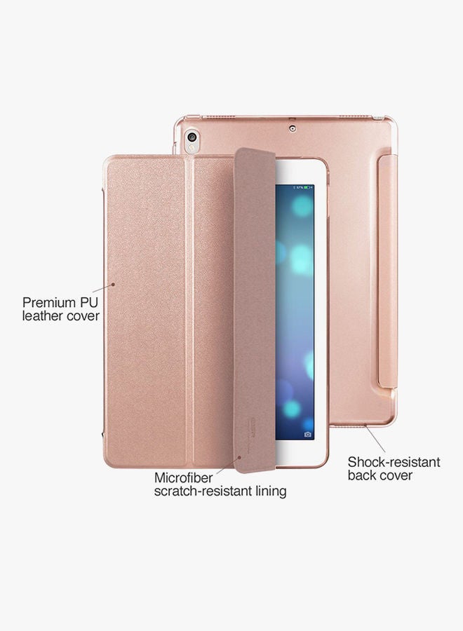 NIBEMINENT Yippee Color Series Slim-Fit Trifold Stand Smart Case Cover For Apple iPad Pro 12.9-Inch 2017 Rose Gold - Image 2