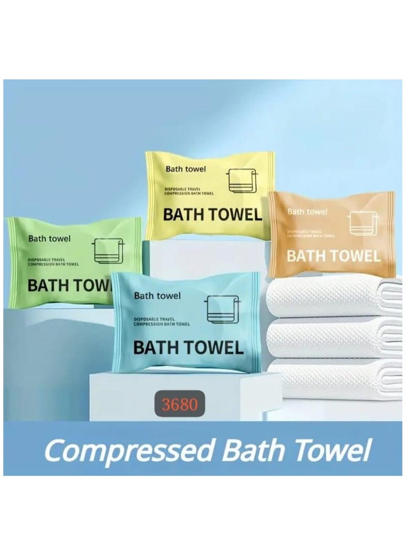 4 PCS Compressed Bath Towel - Portable, Quick-Dry, Eco-Friendly Expandable Towels for Travel, Camping, Gym, and Home Use, Soft Absorbent Body Bath Towels Individually Packed Bath Towels