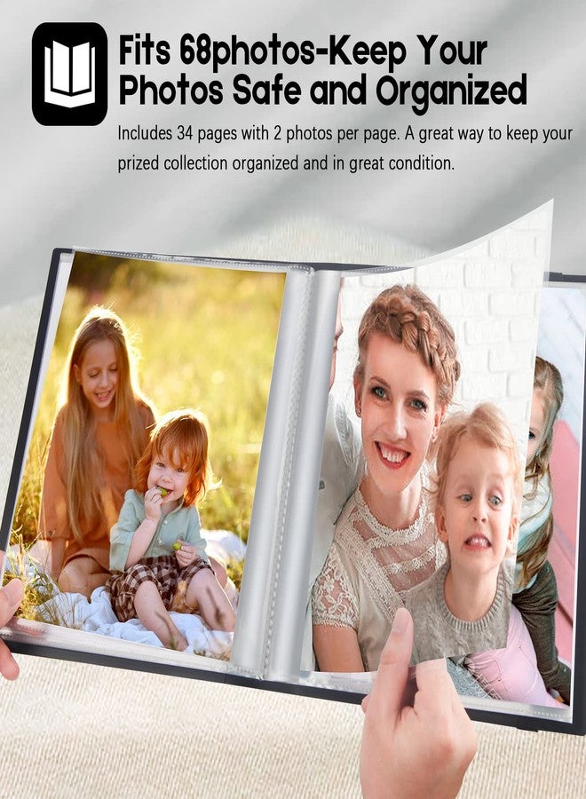 Aevdor ألبوم صور Aevdor مقاس 8.5 × 11 بوصة، يتسع لـ 68 صورة، حافظة فنية للصور مقاس 8.5 × 11 بوصة، حافظة بأغلفة بلاستيكية للصور، أعمال فنية للأطفال، رسم تخطيطي (أسود) - Image 4