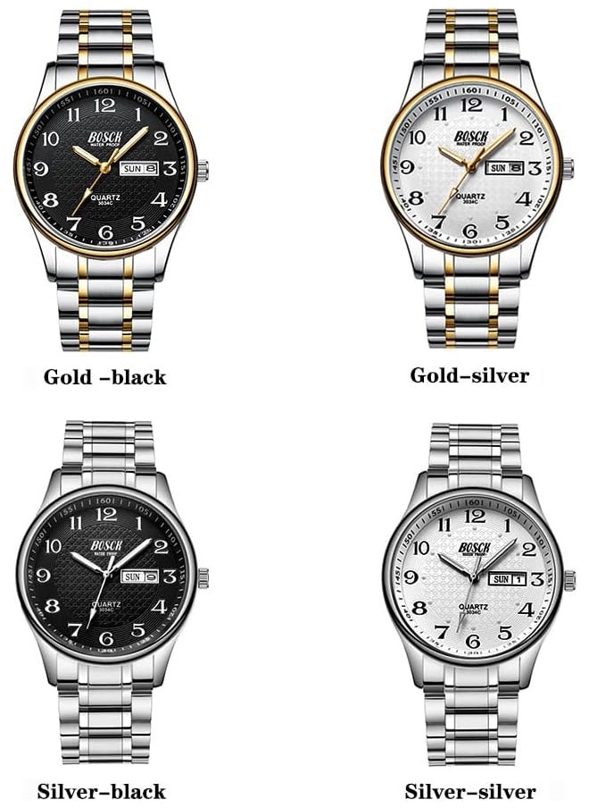 Bosck Men Watch 40 Mm Analogue Waterproof Business Stainless Steel Wrist Watches With Date And Day Easy To Read Anti Scratch Fashion Watch For Men  - Image 2