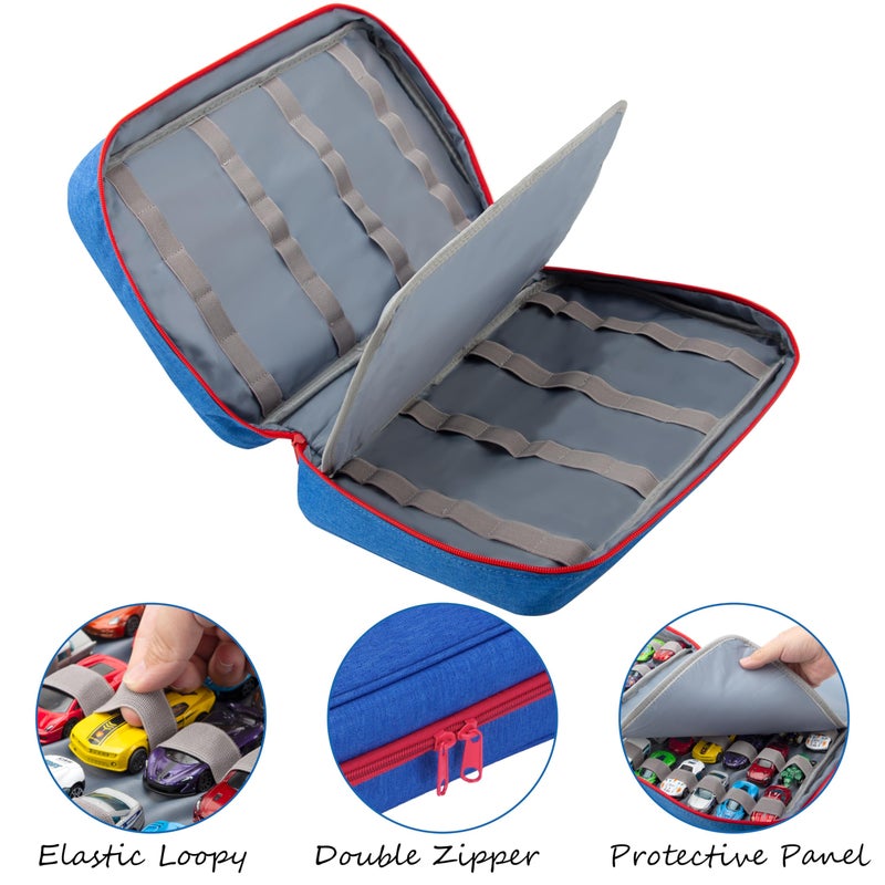 KISLANE Carrying Case for 48 Toy Cars, Kids Toy Cars Storage Case Hold 48 Toy Cars(Bag Only (Blue) - Image 2