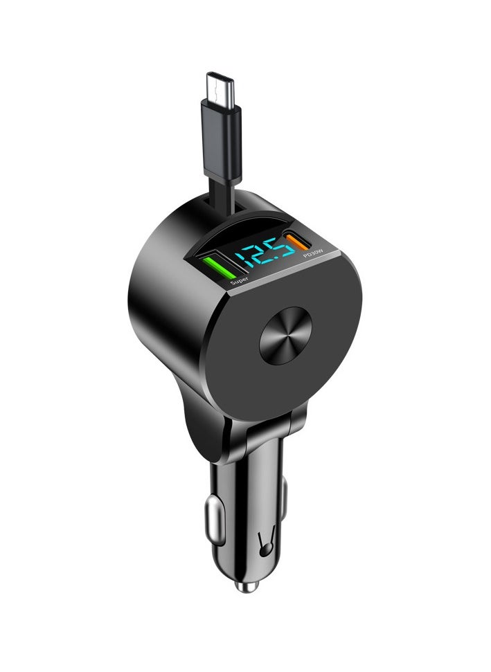 HYUNDAI - M5 foldable retractable cable 5V/3A PD+super fast charging For iPhone Type C Car Bluetooth USB Charger Plug with iPhone, Samsung, Galaxy, Huawei, Xiaomi - Image 1