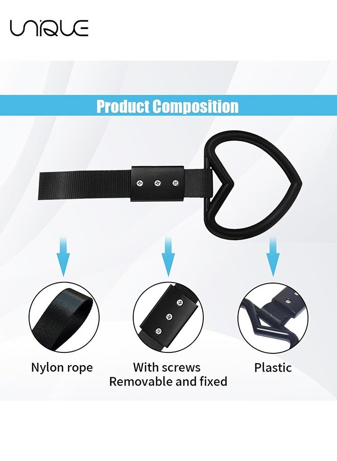 Unique 2 Pieces Heart-shaped Rings Car Handle Straps, Rear Bumper Warning Rings，Auto Grap Handle Warning Pull Ring, Heart Decor for Car, SUV, Subway, Bus (Black, White)  - Image 3