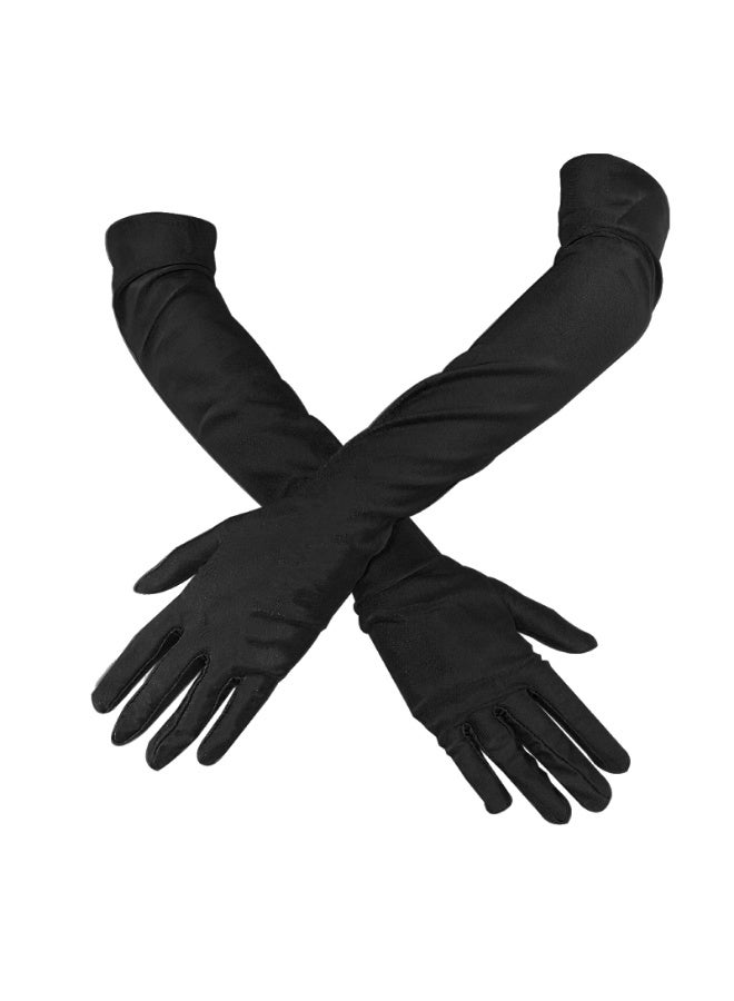 1 Pair Long Women’s Gloves Elbow Length Flapper Gloves Finger Opera Evening Party Gloves, Black Bridal Gloves Wedding Summer Drive Driving Gloves for Women,Girls or Ladies - Image 2