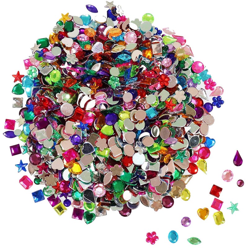 1200 Pcs Acrylic Flatback Rhinestones12 Different Shape Gems for DIY Craft Jewels Gemstone Wedding Birthday Decoration 613mm Acrylic