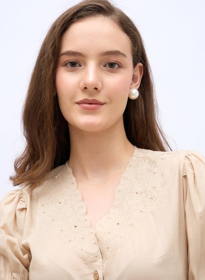 ستايلي قميص ستيلي مطرز بقصة عادية بأزرار - Image 4