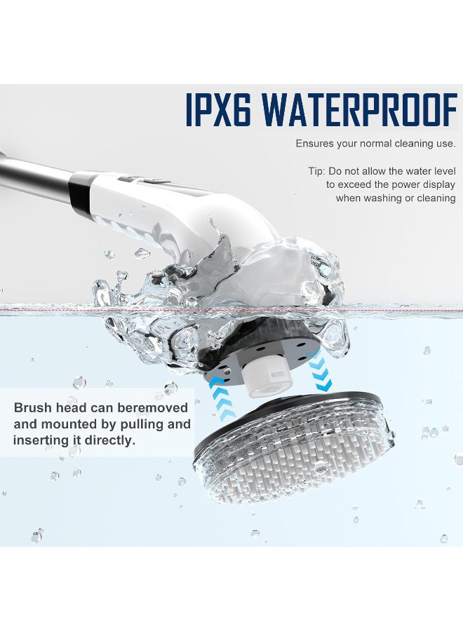أرابيكو فرشاة تنظيف كهربائية دوارة، فرشاة تنظيف لاسلكية مع 8 رؤوس فرشاة قابلة للاستبدال، وقت تشغيل 90 دقيقة، 3 أطوال قابلة للتعديل، وضعان للسرعة، مناسبة للحمام، الدش، حوض الاستحمام، الزجاج، البلاط وتنظيف السيارة - Image 5