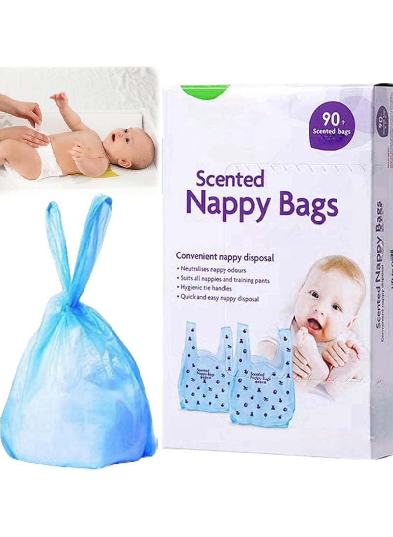 Scented disposable Nappy bags with handles for baby diapers. - Image 1