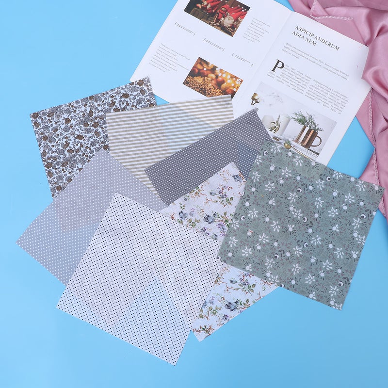 2 Bags 14pcs Cotton Printed Fabric Plain Weave Handmade Craft Fabric Bundle Patchwork Pre-Cut Quilt Squares for DIY Sewing Scrapbooking (Grey) - Image 5