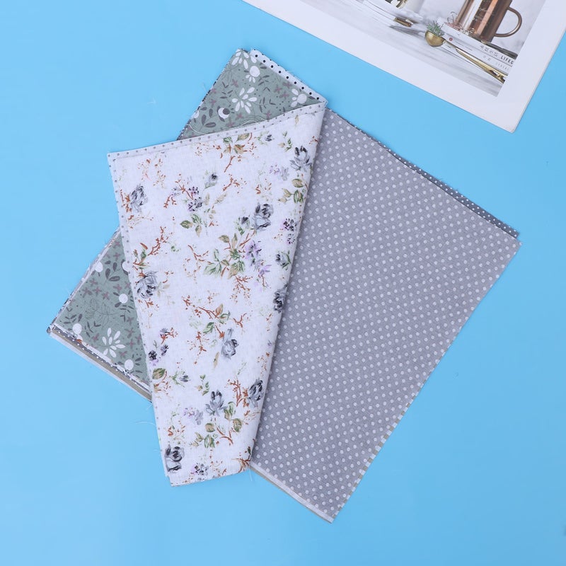 2 Bags 14pcs Cotton Printed Fabric Plain Weave Handmade Craft Fabric Bundle Patchwork Pre-Cut Quilt Squares for DIY Sewing Scrapbooking (Grey) - Image 3