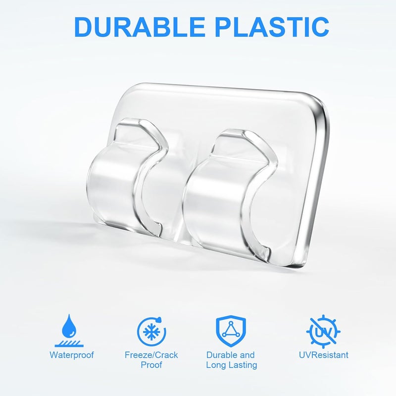 Hetyue Hooks for Outdoor String Lights Clips: 26Pcs Heavy Duty Light Hook with Waterproof Adhesive Strips - Outside Clear Cord Holders for Hanging Christmas Lighting - Outdoors Sticky Clip - Image 2