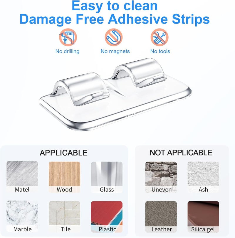 Hetyue Hooks for Outdoor String Lights Clips: 26Pcs Heavy Duty Light Hook with Waterproof Adhesive Strips - Outside Clear Cord Holders for Hanging Christmas Lighting - Outdoors Sticky Clip - Image 4