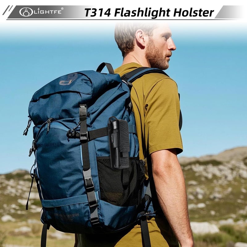 LIGHTFE Flashlight Holster Flashlight Holder Molle Torch Nylon Holster Pouch Suitable for Flashlights with a Maximum Diameter of 4.5CMï¼ˆ1.77 inches and a Length of 15CM-20CMï¼ˆ6-8 inches Black - Image 4
