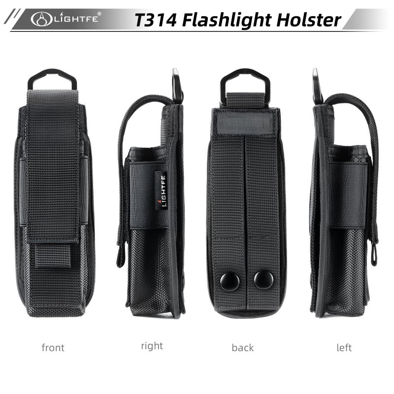 LIGHTFE Flashlight Holster Flashlight Holder Molle Torch Nylon Holster Pouch Suitable for Flashlights with a Maximum Diameter of 4.5CMï¼ˆ1.77 inches and a Length of 15CM-20CMï¼ˆ6-8 inches Black - Image 5