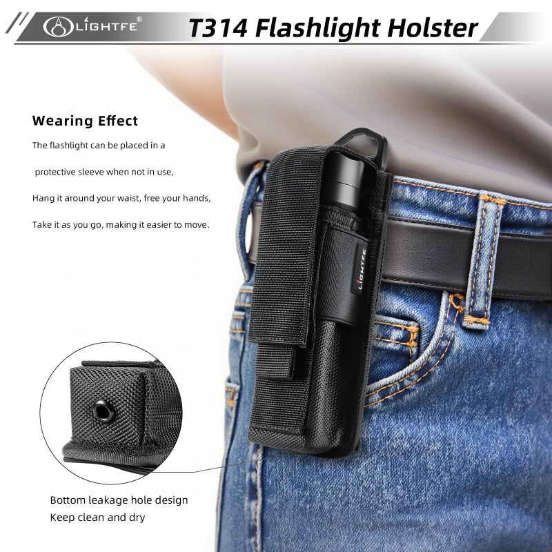 LIGHTFE Flashlight Holster Flashlight Holder Molle Torch Nylon Holster Pouch Suitable for Flashlights with a Maximum Diameter of 4.5CMï¼ˆ1.77 inches and a Length of 15CM-20CMï¼ˆ6-8 inches Black - Image 3