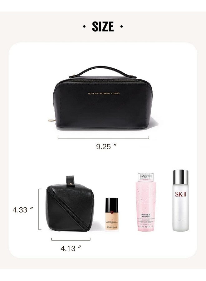 MWSLY Travel Makeup Bag,Large Capacity Cosmetic Bags For Women,Waterproof Portable Pouch Open Flat Toiletry Bag Make Up Organizer With Divider And Handle,12 Cm(Black) - Image 5