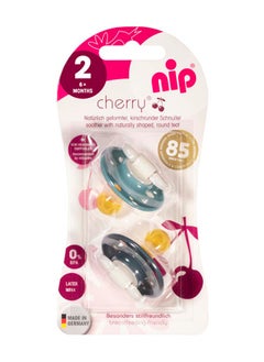 nip Cherry Round Latex Soother, Narrower Round Teat Cherry Shape, Nursing Friendly, Size 2, From 6 Months, Latex, Blue Grey And Dark Blue, Pack Of 2  - Image 4