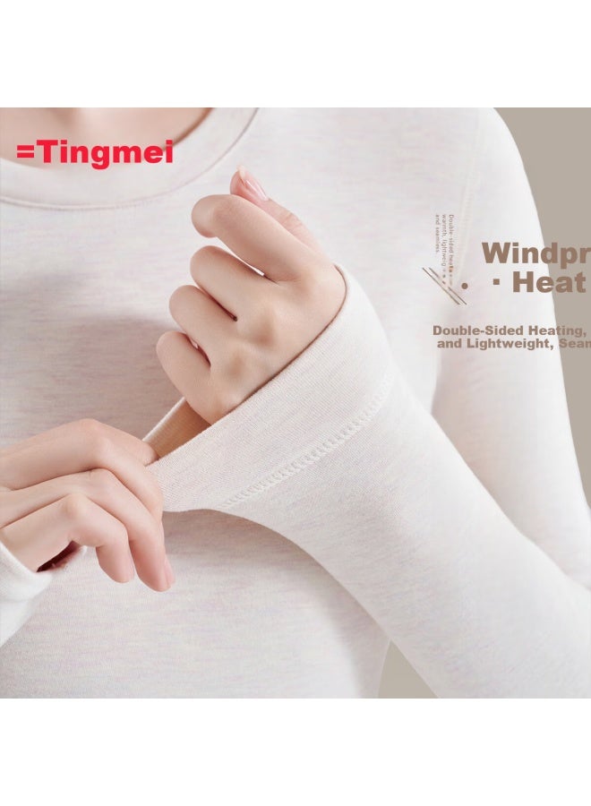 Gracewell 0 Polyester 10a Antibacterial Thermal Underwear Women Cashmere Silk Heating Fleece Autumn Winter Set - Image 2