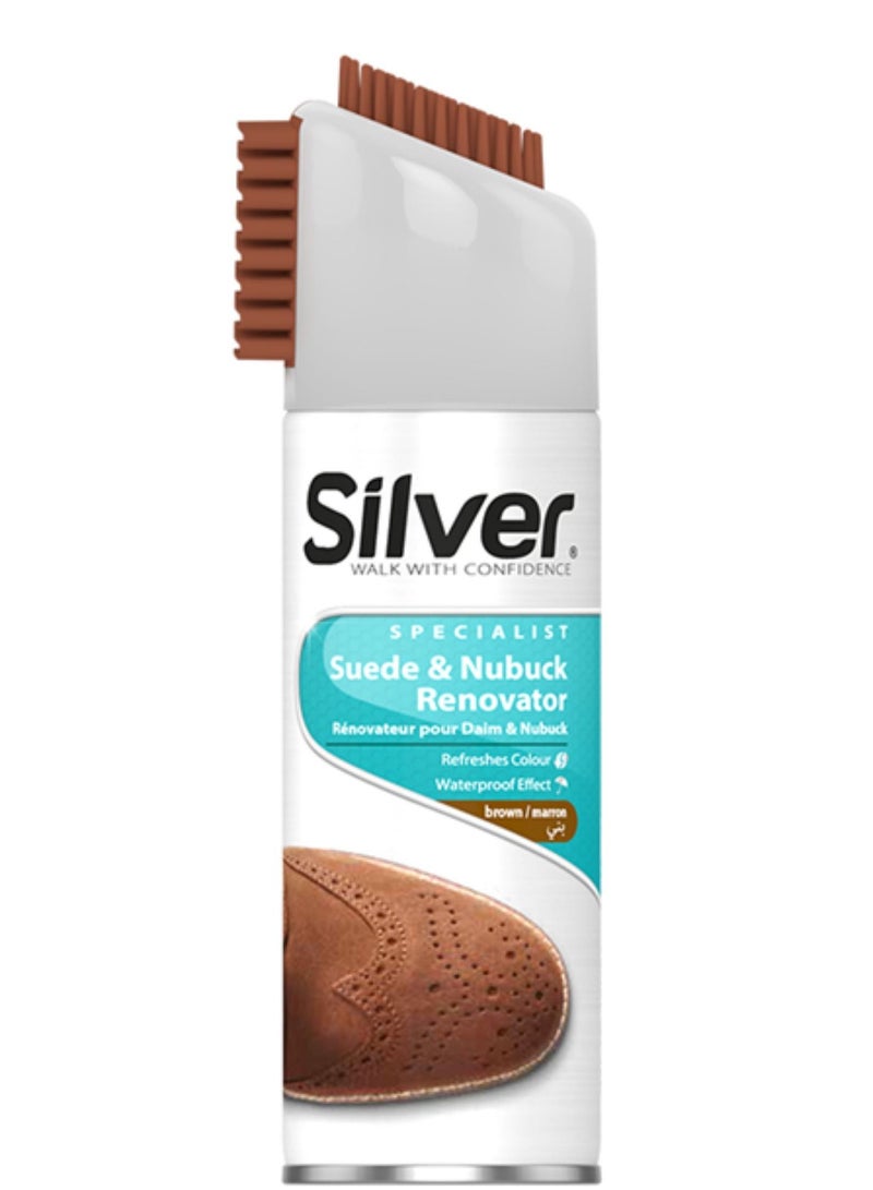 Silver SUEDE & NUBUCK RENOVATOR  BROWN WITH BRUSH CAP - Image 2